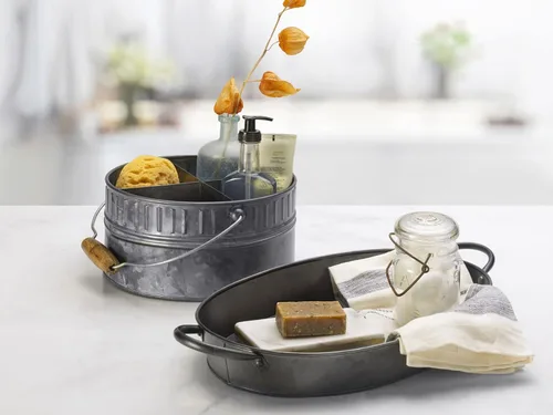 Vista 4 de Mikasa Juego de bandeja y bandeja galvanizada, 2 piezas, color negro