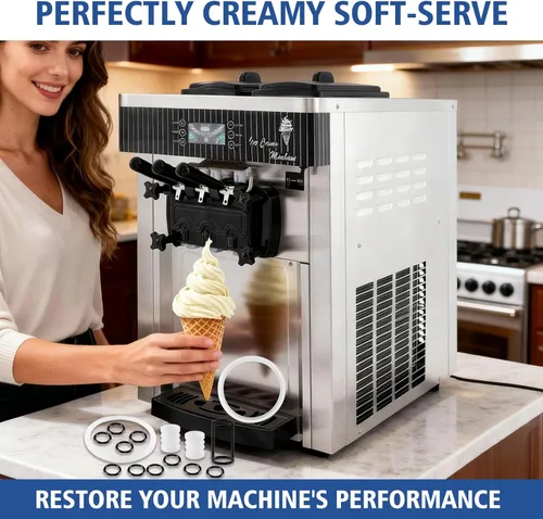 Vista 7 de Piezas de máquina de helado de servicio suave, kit de repuesto de 15 piezas con juntas y juntas tóricas para accesorios de helados Vevor y YIKAFU