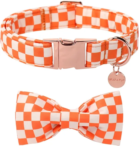 Vista 10 de Collar de perro del día de San Patricio con corbatín, collar de lazo de trébol de la suerte ajustable para perros hembras y niños, collar de perro