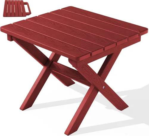 Vista 31 de SERWALL Mesa plegable portátil Adirondack para exteriores, material de HDPE, no requiere montaje, resistente a la intemperie, capacidad de 110