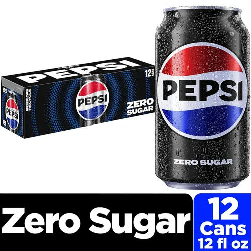 Vista 3 de Pepsi Zero Sugar Cola Soda Pop, latas de 12 onzas (paquete de 12)