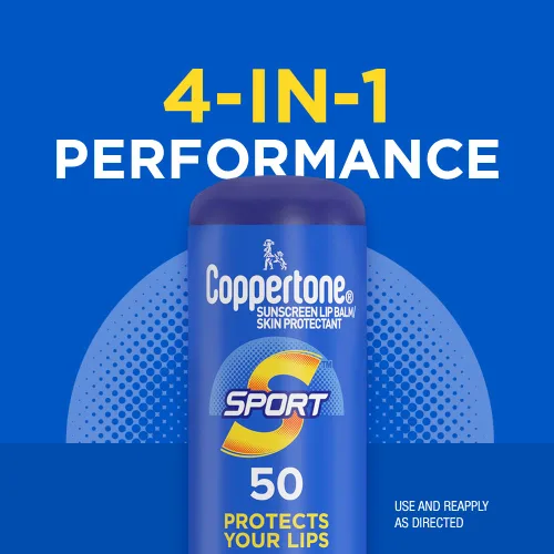 Vista 4 de Coppertone SPORT - Bálsamo labial protector solar, protector solar SPF 50 para labios, protector solar labial resistente al agua SPF 50, protector
