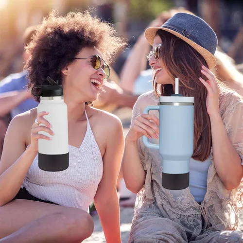 Vista 5 de HEYSKAY Bota protectora de silicona para botella de agua Hydro Flask, botella de agua de boca ancha, protector inferior de silicona antideslizante