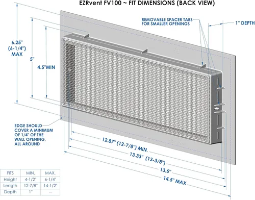 Vista 3 de FV100-SS8H: Fundación, Sub-piso, Soffit y Ventilación de Reemplazo de Garaje - Malla Inoxidable Pesada (316 Grado Marino) (5 x 14 Apertura áspera)