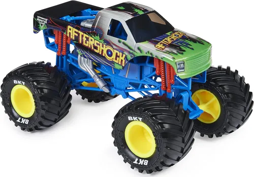 Vista 2 de Monster Jam Oficial - Camión monstruo Aftershock - Vehículo fundido a presión coleccionable de escala 1:24 - Llantas con bordes cromados