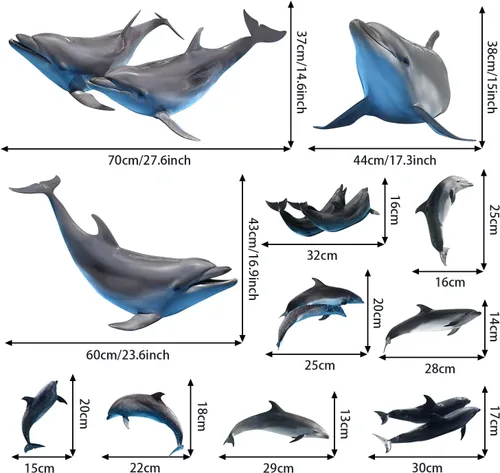 Vista 3 de Calcomanías de pared de delfín nariz de botella extraíbles 3D, calcomanías de pared de delfín para despegar y pegar, decoración de pared de delfines