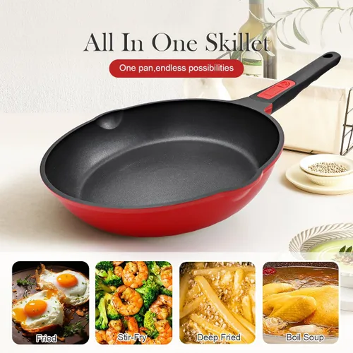 Vista 8 de Sartén antiadherente de 11 pulgadas, sartén antiadherente para huevos con mango desmontable, compatible con todas las estufas, sin PTFE, PFAS y Negro