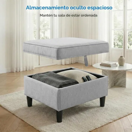 Vista 4 de Mjkone Juego de muebles de sala de estar, beige, 3 plazas + individual