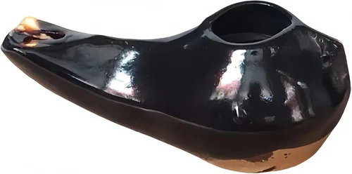 Lámpara de aceite herodiano hecha a mano – Lámpara de arcilla de estilo bíblico antiguo para uso ritual, lámpara de aceite de oliva de cerámica con