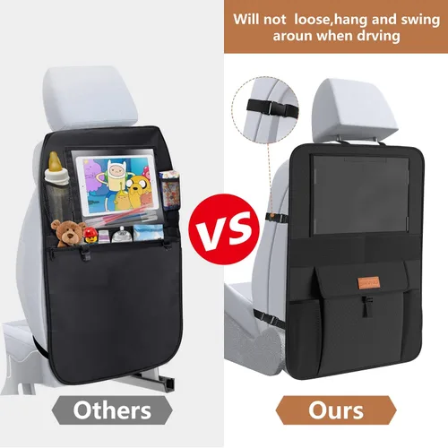 Vista 9 de Organizador de asiento trasero con respaldo antideslizante para coche, alfombrilla con bolsillos de almacenamiento, gran protector impermeable