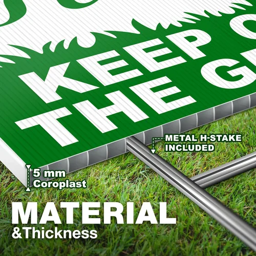Vista 3 de 8 carteles con texto en inglés «Keep Off Grass para patio, 6x9 DS Coroplast Please Keep Dogs Off Lawn Sign, Do Not Walk on Grass Sign»