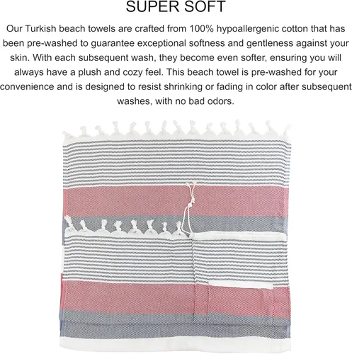 Vista 6 de Toalla de playa turca (71 x 39 pulgadas), se convierte en una bolsa, toallas de baño de gran tamaño 100% algodón, manta de playa ligera de secado