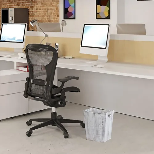 Vista 3 de SEHERTIWY Basurero de madera, papelera de granja para baño, oficina, dormitorio, sala de estar, contenedor de basura rústico cuadrado pequeño.