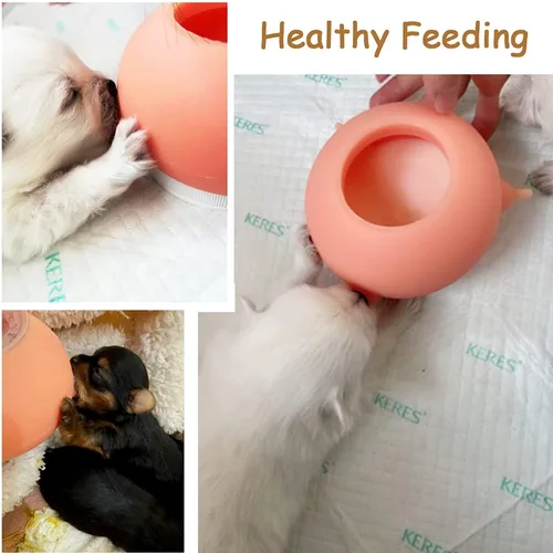 Vista 2 de Alimentador de leche para cachorros y gatitos, biberones para lactancia con 3 pezones, comederos para cachorros para múltiples cachorros, fórmula
