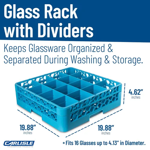 Vista 5 de Carlisle FoodService Products Opticlean - Estante para vasos de 16 compartimentos con 1 extensor para cocinas y restaurantes, plástico, 19.875 x