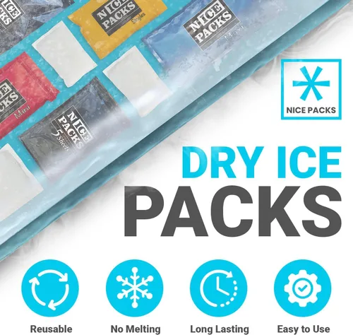 Vista 2 de Nice Packs - Bolsas de hielo seco reutilizables para envío de alimentos congelados, refrigeradores, loncheras, flexibles y duraderas (10 mini hojas)
