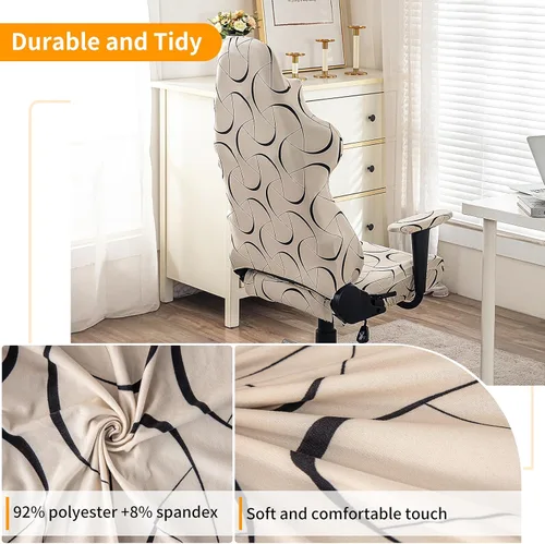 Funda para silla de juegos, patrón geométrico, tela elástica elástica, lavable a máquina, tela elástica antiarañazos, escritorio de oficina, ajuste