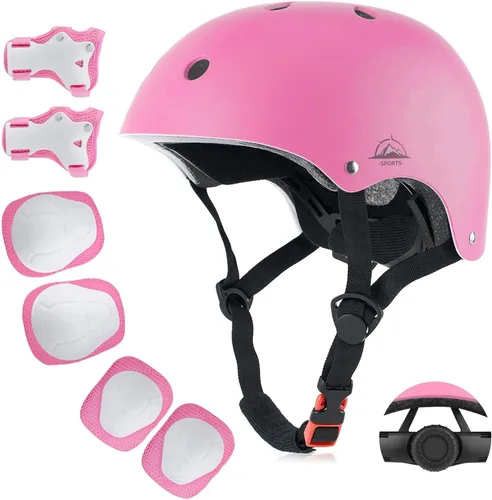 Vista 11 de Juego de casco de bicicleta para niños, certificado por la CPSC con rodilleras, coderas, muñequeras, casco ajustable para edades de 3-5-8-15 años