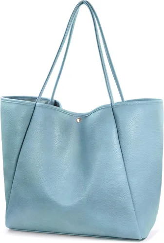 Vista 15 de HOXIS Bolso de mano de cuero PU de gran tamaño para mujer, bolso de fin de semana, bolso de viaje