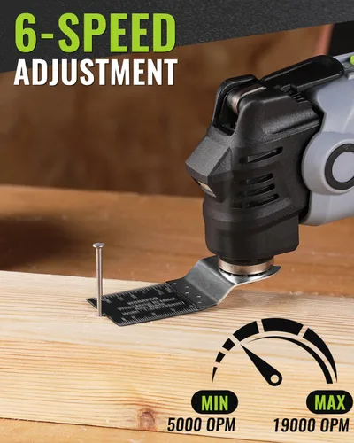 Vista 3 de WORKPRO Kit de herramientas oscilantes de 20 V, inalámbrica y sin escobillas, multiherramienta orbital de 19,000 RPM con 6 velocidades variables