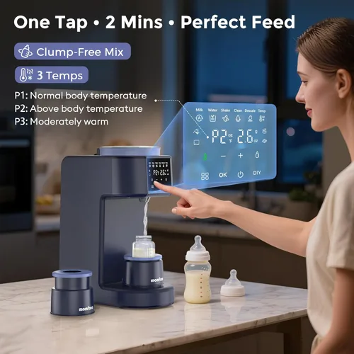 Vista 4 de MOMFANN Máquina dispensadora de fórmulas, 2 minutos de mezcla rápida para bebés, máquina automática de leche con un solo toque, 3 temperaturas