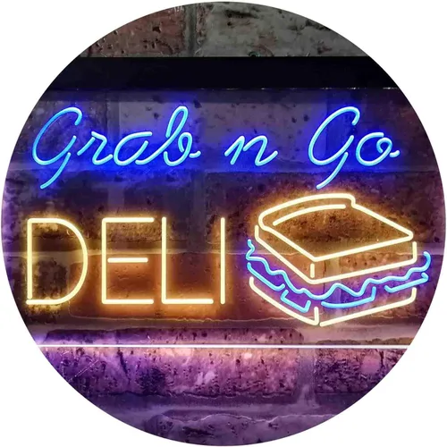 Vista 15 de ADVPRO Grab n Go Deli Café - Letrero de neón LED de doble color, azul y rojo, 24 x 16 pulgadas st6s64-i3835-br
