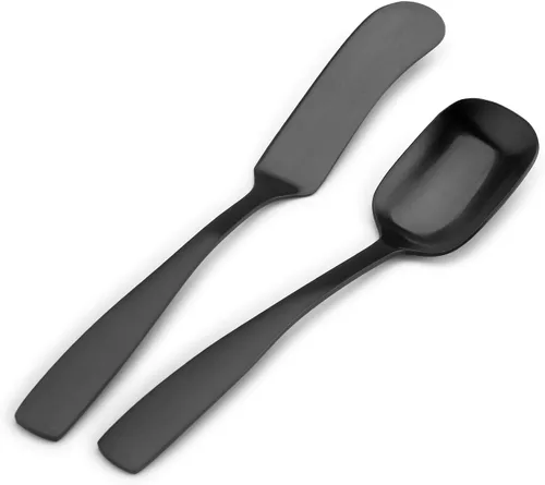 Vista 4 de O.C.E. Juego de Cubiertos de Servir de 5 Piezas Negro Mate, Juego de Utensilios de Acero Inoxidable, Acabado Satinado, Juego de Vajilla de Servir