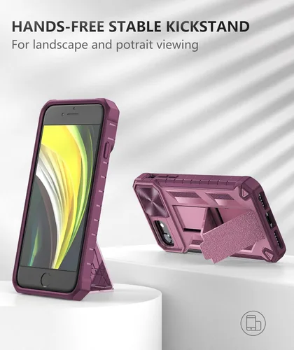 Vista 3 de SOiOS Funda para iPhone SE 2022: iPhone SE 2020 / 2nd / 3rd / 8/7 / 6s / 6 Funda con soporte – Funda resistente de protección contra caídas de grado