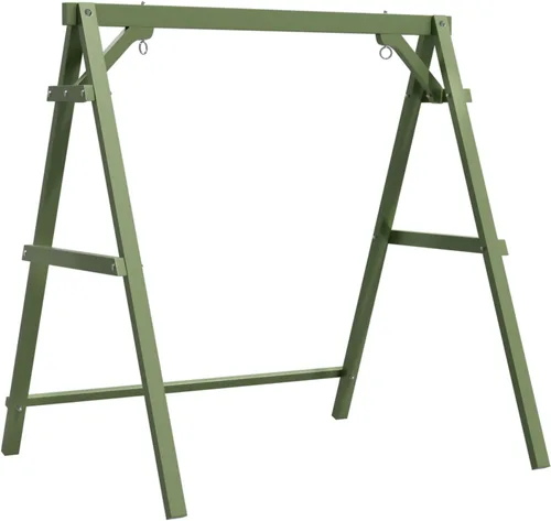 Vista 13 de VINGLI Marco de columpio de madera resistente de 660 libras con tablero de conexión inferior extra, soporte de banco de columpio de porche con marco