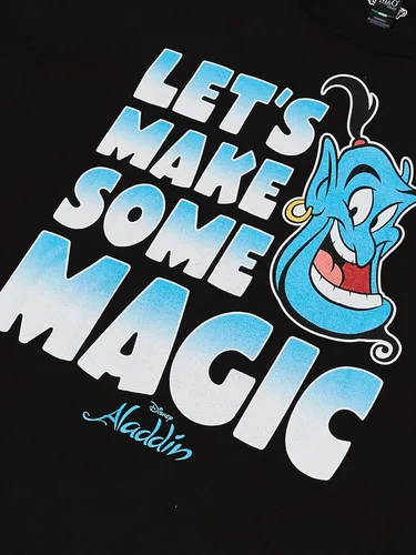 Vista 2 de Disney Aladdin Genie Let's Make Some Magic Graphic Camiseta para hombre Negro