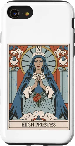 Vista 13 de Funda gráfica espiritual mística para iPhone 15 The Highest Priestess Tarot Card