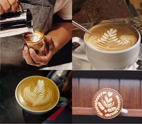 Vista 5 de Jarra de espuma de leche de 20 onzas, taza de acero inoxidable perfecta para arte con leche, máquina de café expreso, cafetera de capuchino, Azul