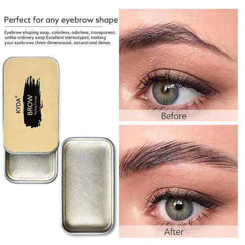 Vista 7 de Ownest Kit de 2 jabones para cejas, jabón para peinar cejas, larga duración, impermeable, a prueba de manchas, pomada para cejas naturales, bálsamo