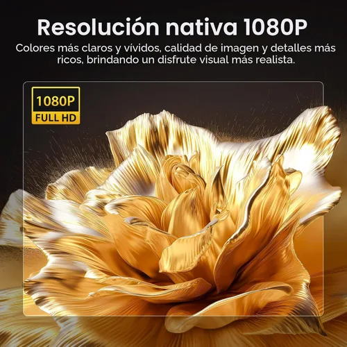 Vista 2 de HAPPRUN Native - Mini proyector Bluetooth 1080P, proyector de películas portátil Full HD para exteriores con altavoz integrado, compatible