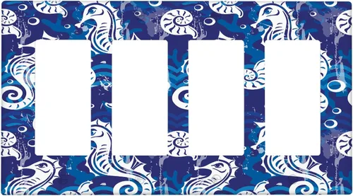 Vista 55 de Placa de interruptor de luz Nautical de 1 pandilla, concha abstracta retro del océano, estrella de mar, cubierta de placa de pared decorativa