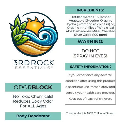 Vista 2 de 3rd Rock Essentials ODORBlock ™ Desodorante corporal sin perfume Desodorante invisible sin aluminio no tóxico Cuidado personal totalmente