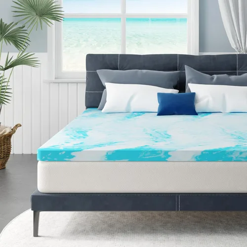 Vista 10 de MLILY Cubrecolchón de espuma viscoelástica Twin de 2 pulgadas, almohadilla de enfriamiento con infusión de gel en una caja, certificado CertiPUR-US