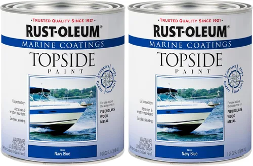 Vista 24 de Rust-Oleum 207000 Pintura para revestimiento de cubierta marina, cuarto de galón, color blanco semibrillante 32 onzas líquidas (paquete de 2)