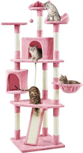 Vista 14 de Yaheetech Árboles para Gatos de Múltiples Niveles Torres para Gatos 79 pulgadas Árbol para Gatos de Interior con Postes Rascadores Cubiertos