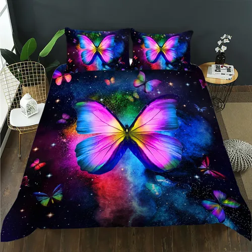 Vista 30 de AILONEN Twin Duvet Cover Set 3 Piece, Pastel Bowknot Bedding, Pink Purple Quilt Wrap Zippered, Soft Microfiber Comforter Case for Princess Girls