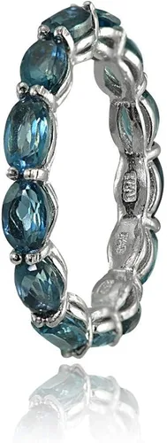 Vista 2 de Ice Gems Anillo de eternidad de plata de ley con topacio azul Londres de 0.197 x 0.118 in de corte ovalado