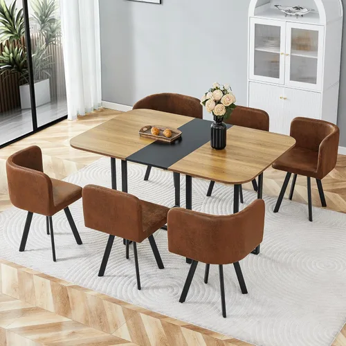 Vista 43 de Juego de mesa de comedor redonda de 39.5 pulgadas para 4, juego de mesa de comedor de 5 piezas con 4 sillas plegables, juego de sillas de mesa