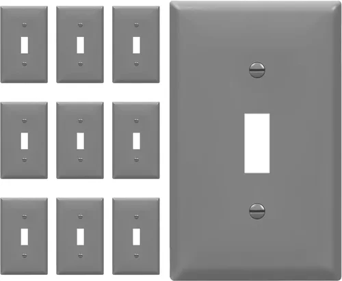 Vista 24 de ENERLITES - Placa de pared con interruptor de palanca sin tornillos, cubierta de interruptor de luz segura para niños, tamaño estándar de 1 gancho