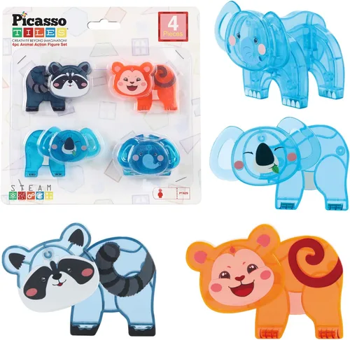 Vista 12 de PicassoTiles Juego de bloques de construcción de vehículos de la ciudad de 8 piezas con imanes y figuras de acción magnetizadas Compatible con kits