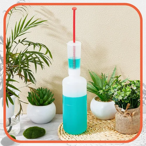 Vista 7 de Dunzy Botella dosificadora de volumen ajustable, contenedor de dosificación de 16.9 fl oz, botella de dosificación de plástico con medida