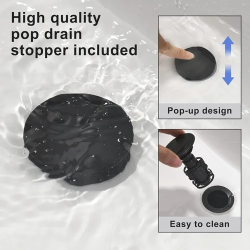 Vista 5 de Grifo de lavabo de baño generalizado de dos asas, grifo de tocador de 3 agujeros con drenaje emergente y líneas de suministro de grifo cUPC, grifo