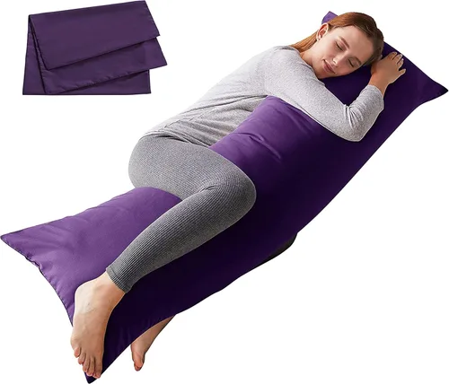Vista 12 de ELNIDO QUEEN Almohada corporal con funda de almohada - Almohada de cama larga suave para adultos - Relleno de almohada de cuerpo completo Negro