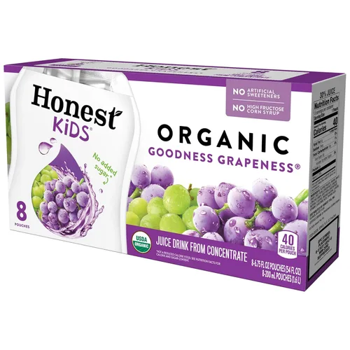 Vista 10 de Honest Kids Appley Ever After, bebida de jugo orgánico, cajas de jugo de 6 onzas líquidas, paquete de 40, manzana