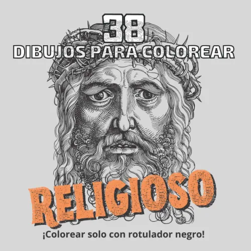 38 dibujos para colorear Religioso Colorear solo con rotulador negro! (coloración artística) (Spanish Edition)