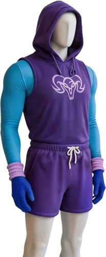 Vista 5 de Heman - Disfraz de esqueleto de rey esqueleto, traje de cosplay Morado